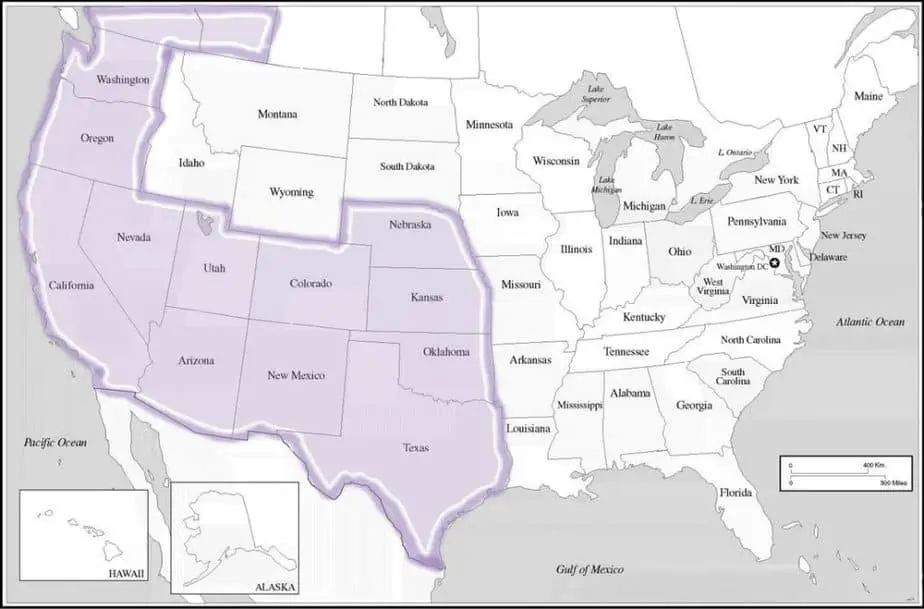 Western Black Widow Range USA Map